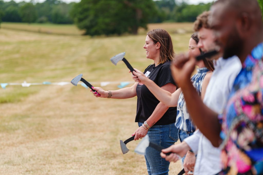 Axe throwing team-building