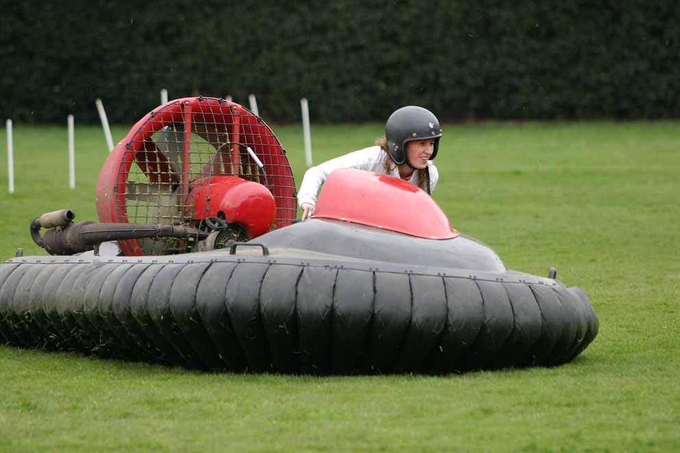 woman on hovercraft